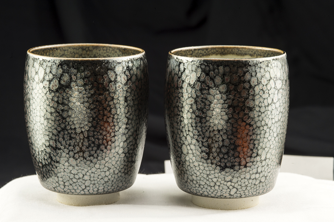 tenmoku yunomi tea cup pair