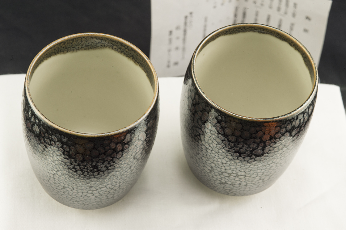 tenmoku yunomi tea cup pair