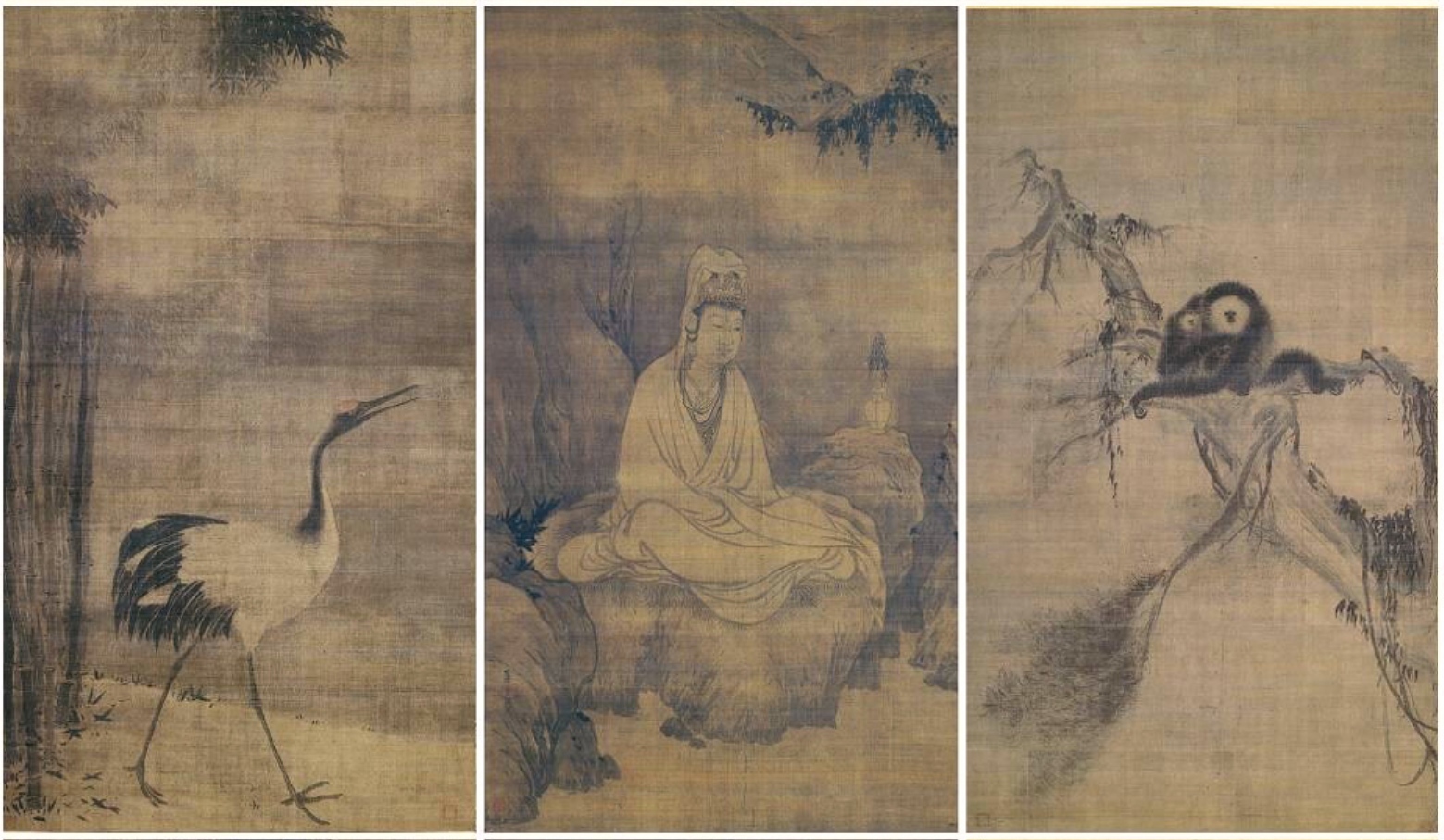 Muqi daru, guanyin és gibbon