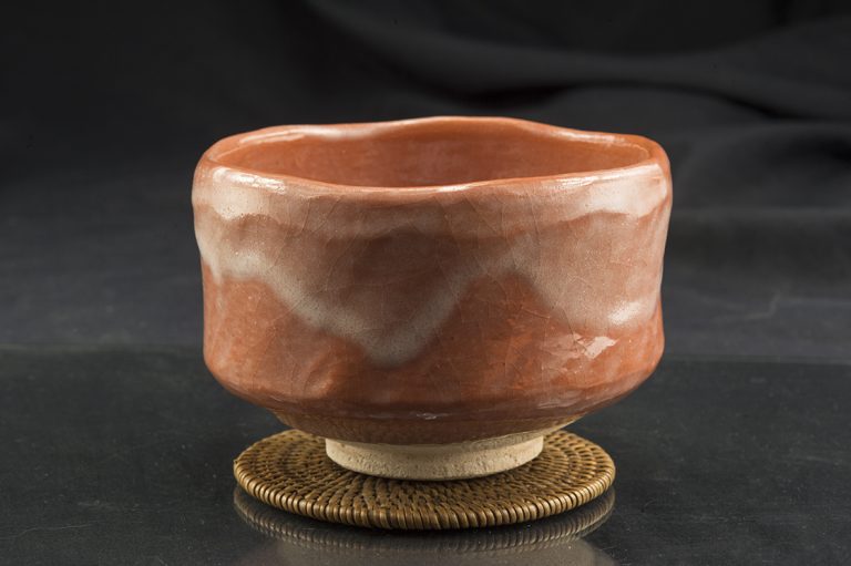 Aka raku chawan japán matcha teáscsésze Jyuraku Kudo