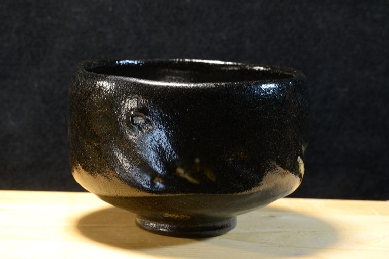 Eiraku Heian kuro raku chawan japán matcha teáscsésze