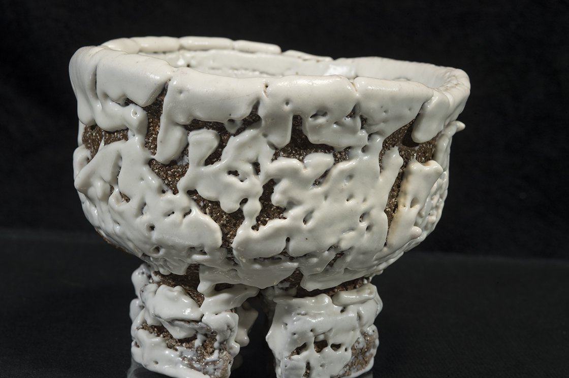 Oni-Hagi (ördögi Hagi) chawan matcha csésze Yamane Seigan műhelyéből.