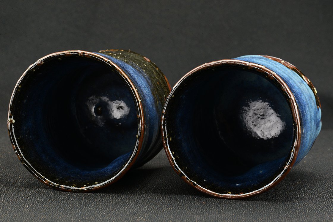 Yamane Seigan Ao Hagi Yunomi teáscsésze pár 