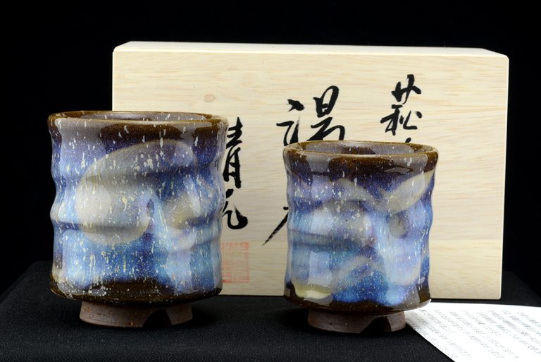 Yamane Seigan csillagos égbolt blue Hagi teáscsésze pár