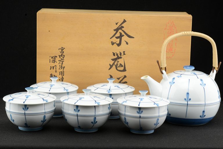 Fukagawa kézzel festett japán porcelán teáskészlet