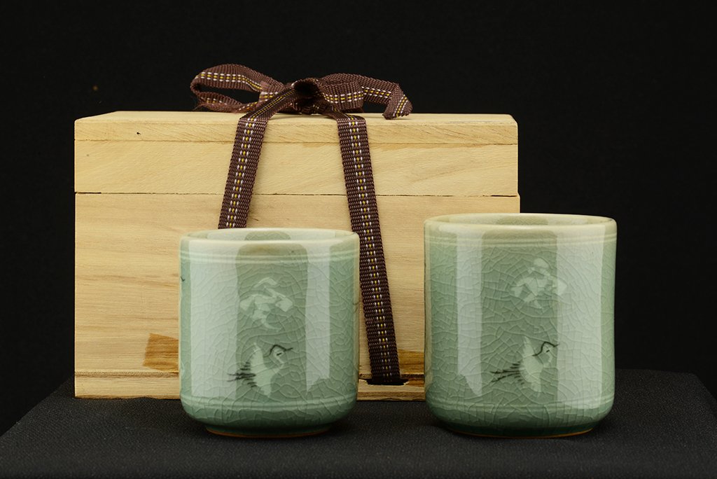 koreai celadon teáscsésze pár