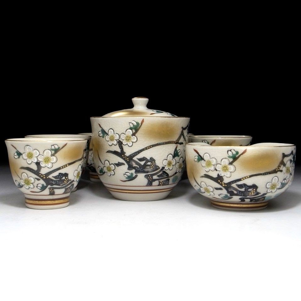 Kutani kézzel festett japán teáskészlet