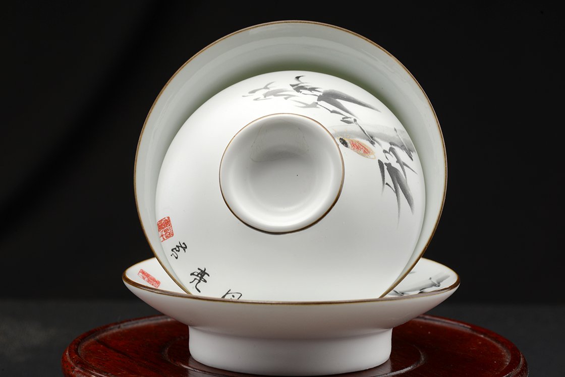 Bambusz vers gaiwan csésze