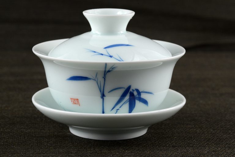 Kék tus bambusz gaiwan csésze