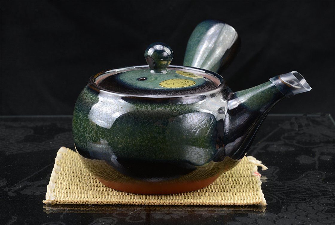 Türkizzöld japán tokoname teáskanna
