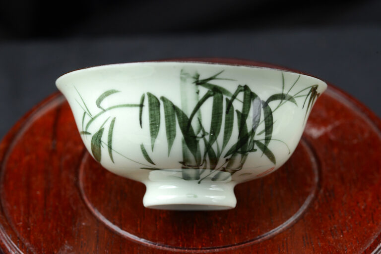 Bambuszmintás porcelán teáscsésze