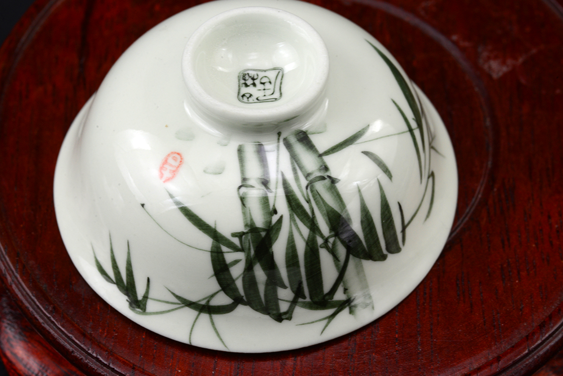 Bambuszmintás porcelán teáscsésze