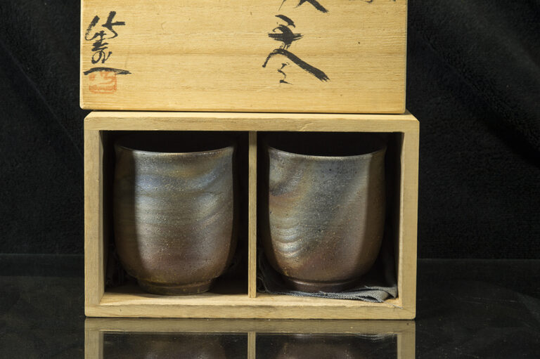 Bizen yunomi fatüzes teáscsésze pár