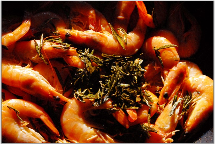 sült rák pirított teával